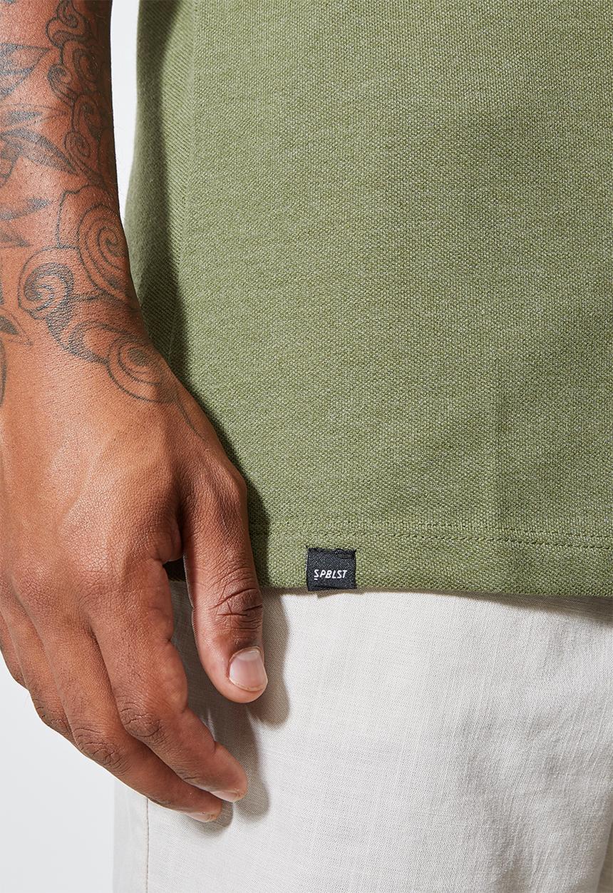 Superbalist - Luka slim pique golfer - green melange 