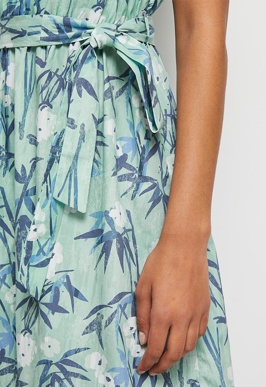 edit - Short sleeve cotton tiered shirt dress - sage 