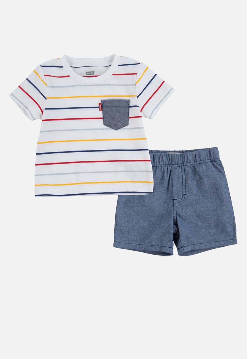 Levi’s® - Short sleeve denim short set - white