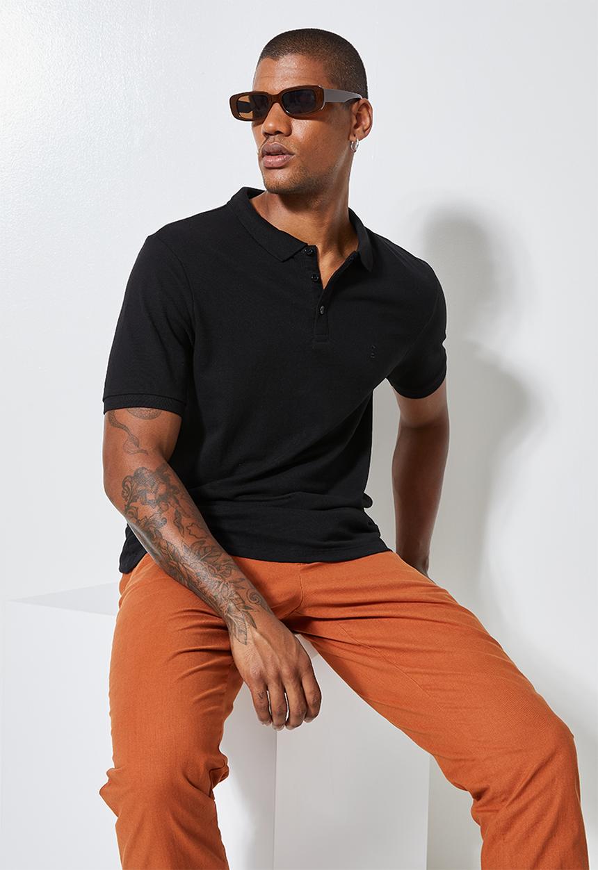 Superbalist - Luka slim pique golfer - black 