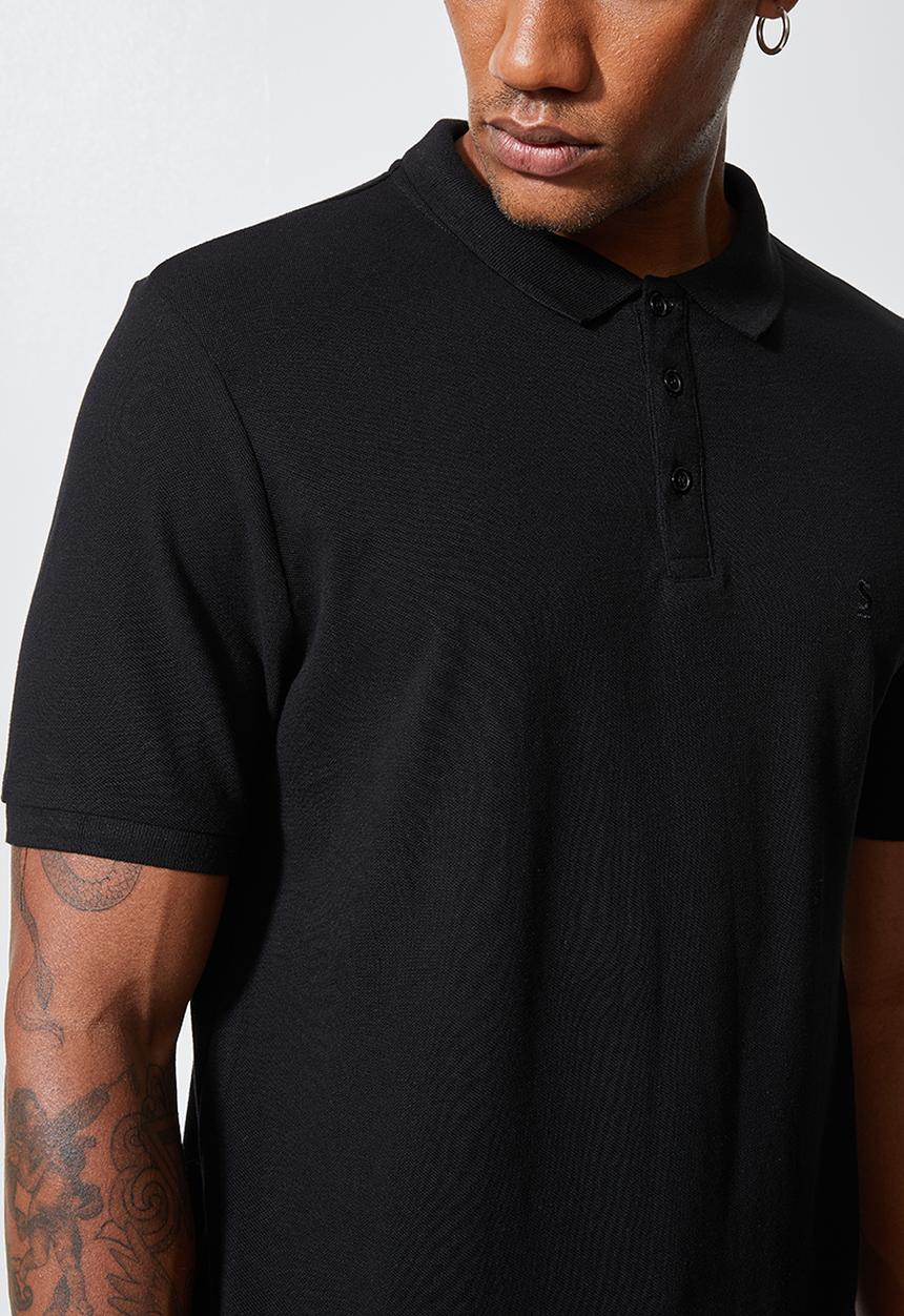Superbalist - Luka slim pique golfer - black 