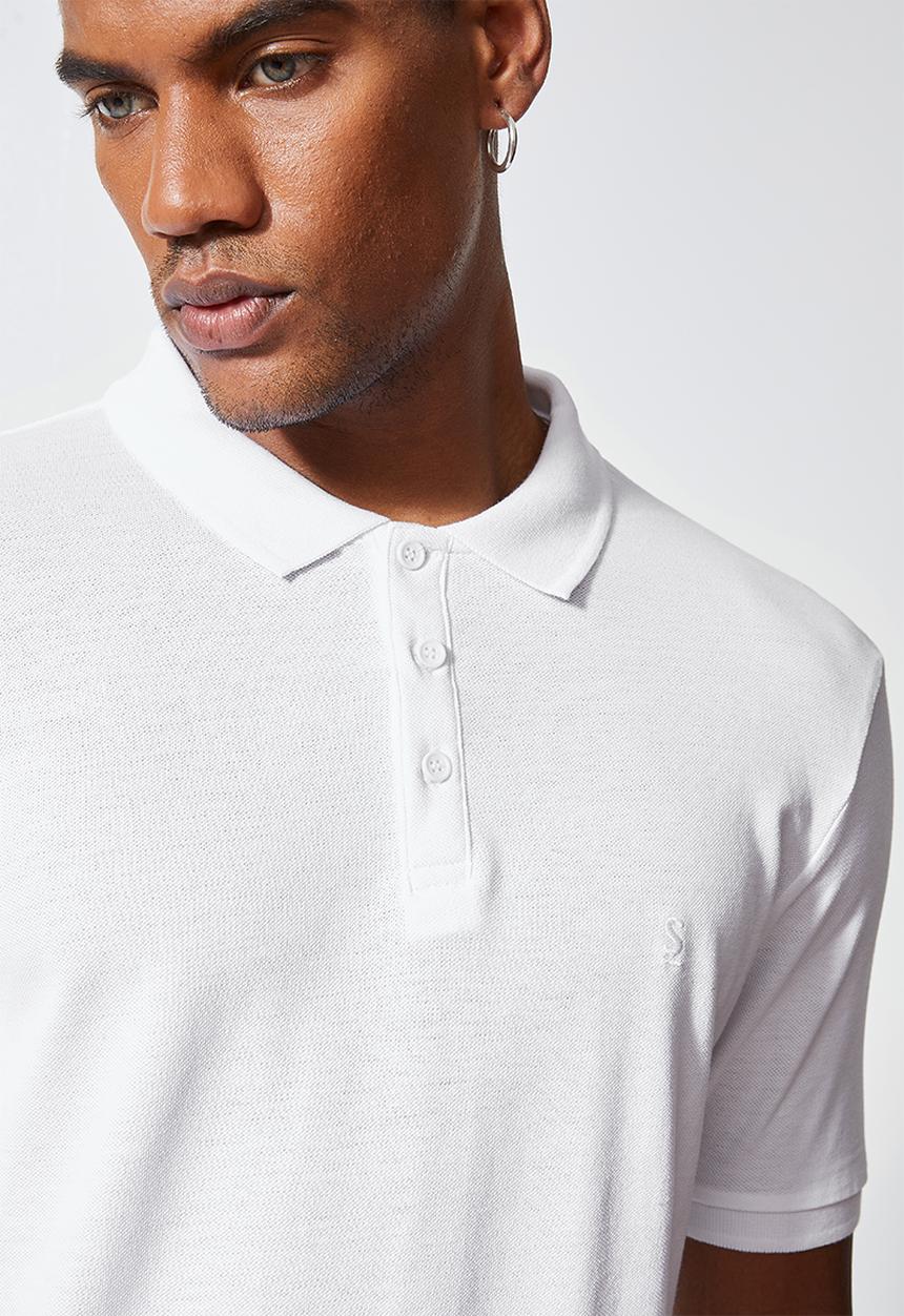 Superbalist - Luka slim pique golfer - white 