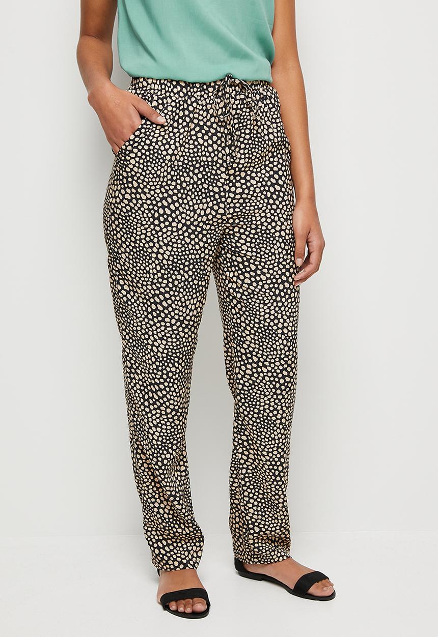 edit - Printed straight leg trouser - black & stone 