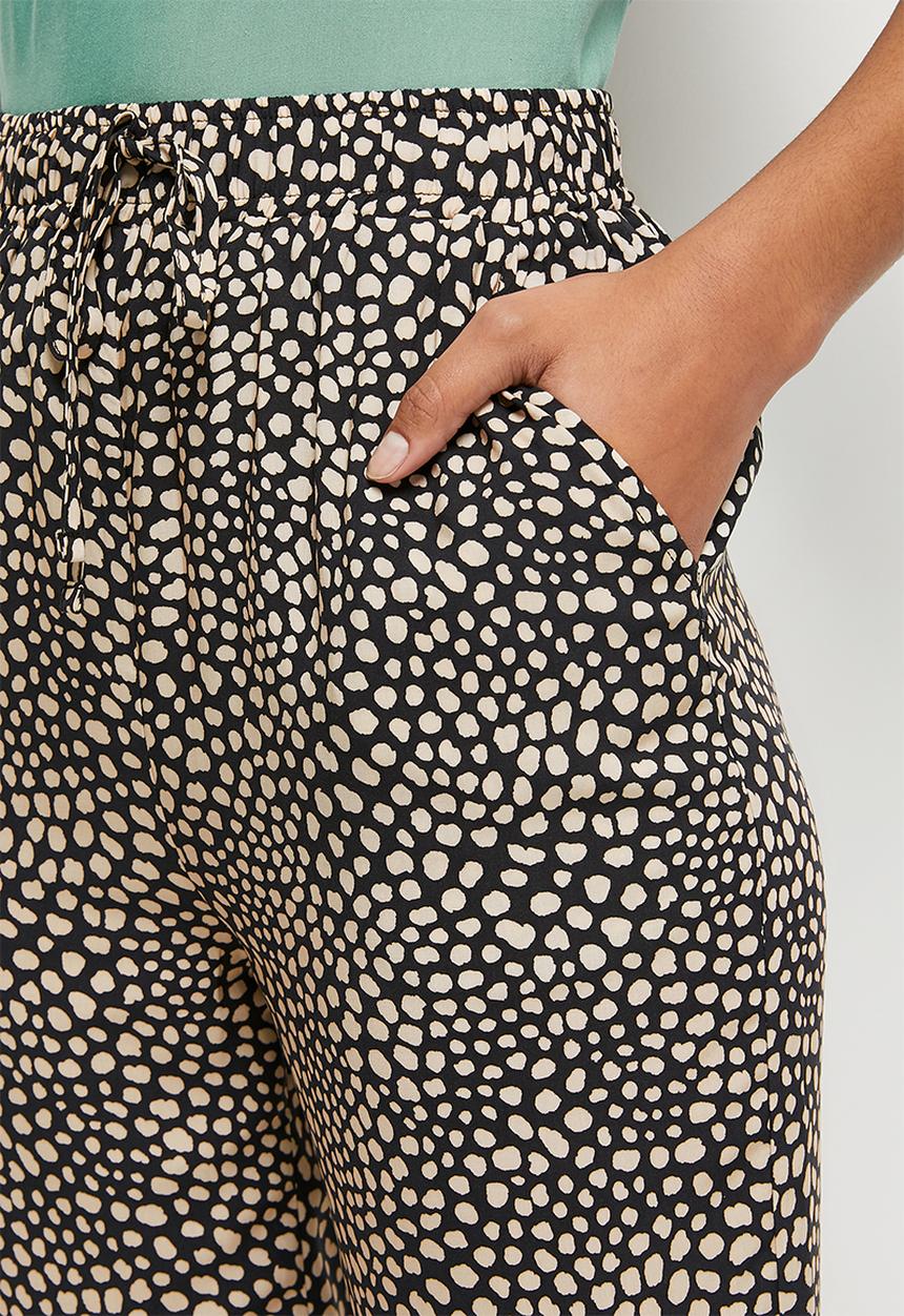 edit - Printed straight leg trouser - black & stone 