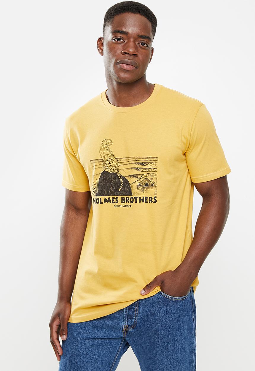 Holmes Bro's - Wildlife cheetah short sleeve tee - mustard
