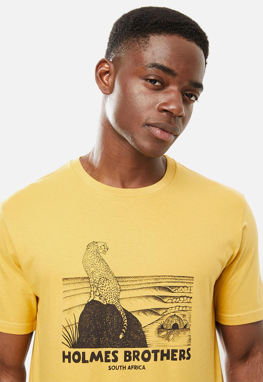Holmes Bro's - Wildlife cheetah short sleeve tee - mustard