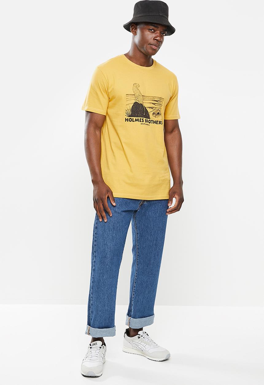 Holmes Bro's - Wildlife cheetah short sleeve tee - mustard