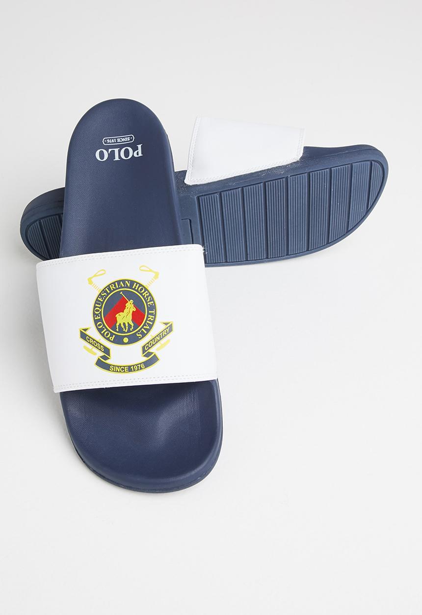 POLO - Frank multi crest pool sandal - white