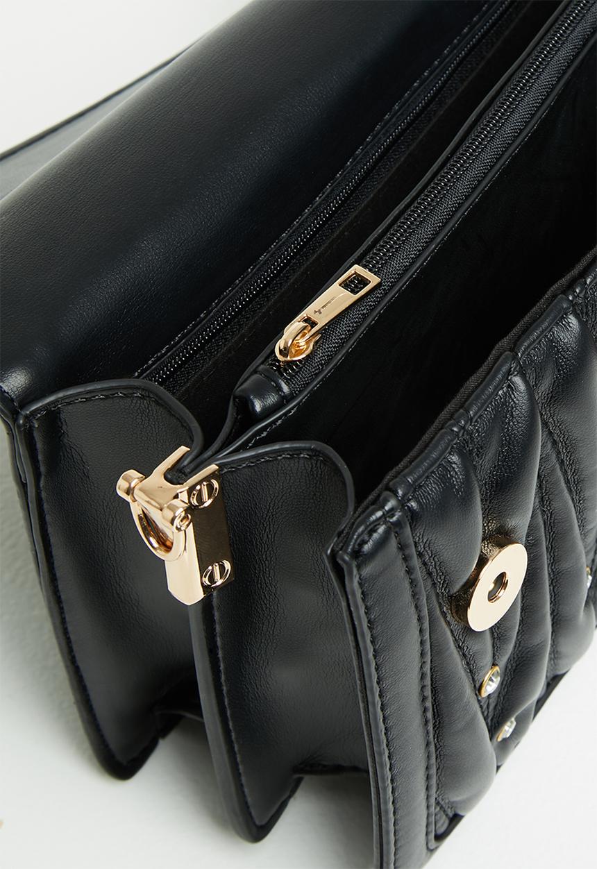 SISSY BOY - Diamante quilted crossbody - black