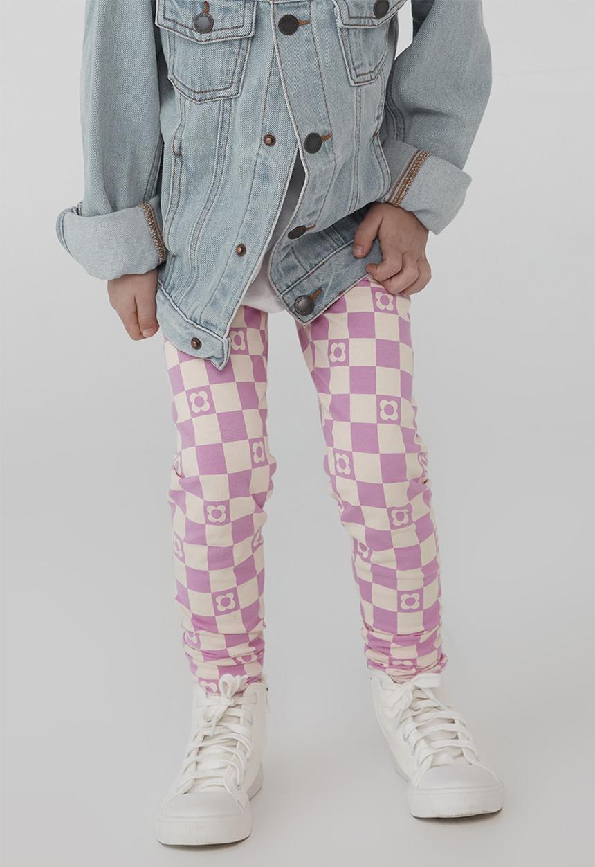 Cotton On - Huggie tights - pink gerbera/coogee checkerboard