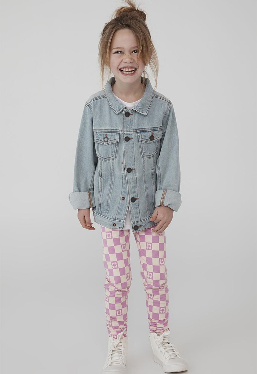 Cotton On - Huggie tights - pink gerbera/coogee checkerboard