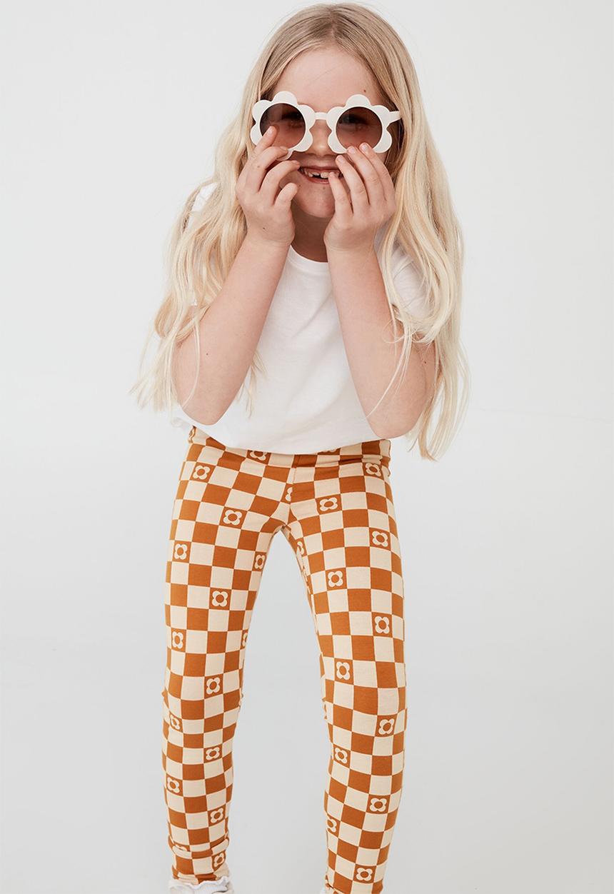 Cotton On - Huggie tights - tummeric latte/coogee checkerboard