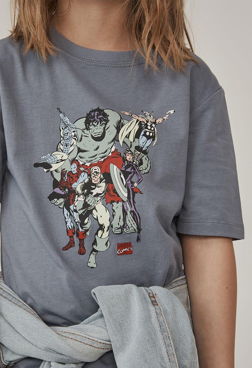 Cotton On - Co-lab short sleeve tee - lcn mar steel/team marvel