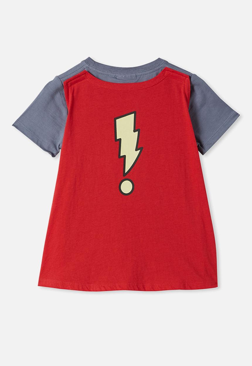 Cotton On - Short sleeve license cape tee - lcn wb steel/shazam cape