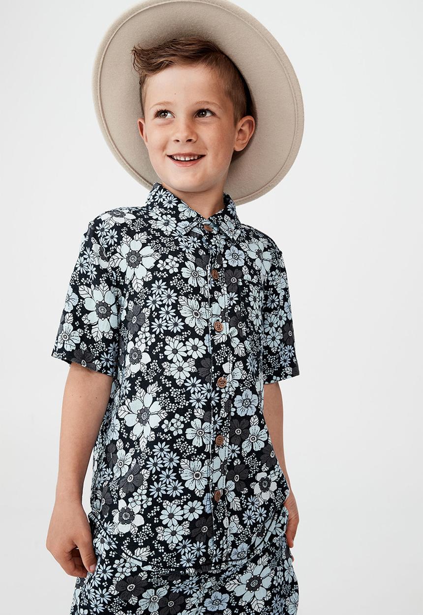 Cotton On - Resort short sleeve shirt - navy blazer/floral