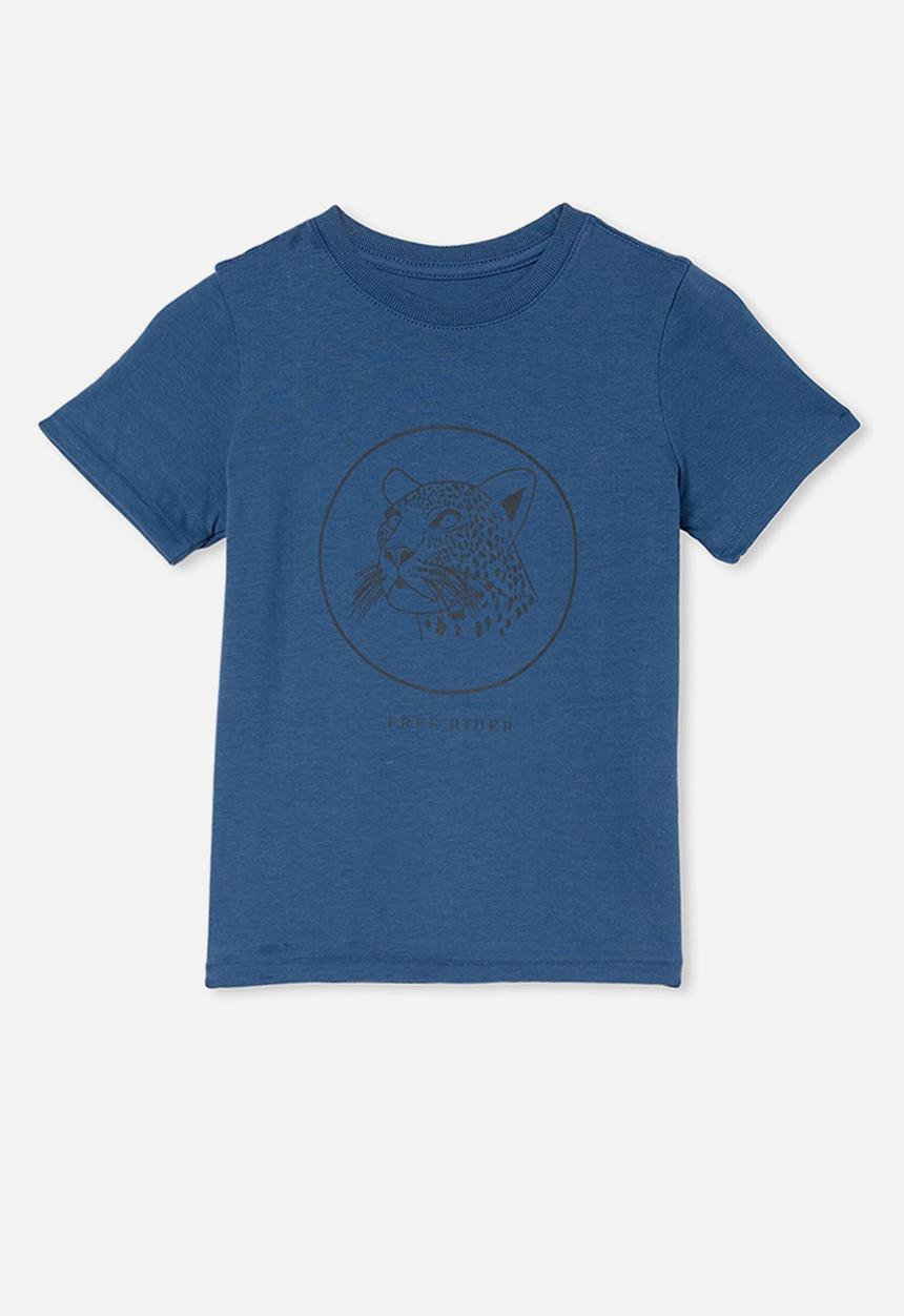 Cotton On - Max short sleeve tee - petty blue/leopard free rider