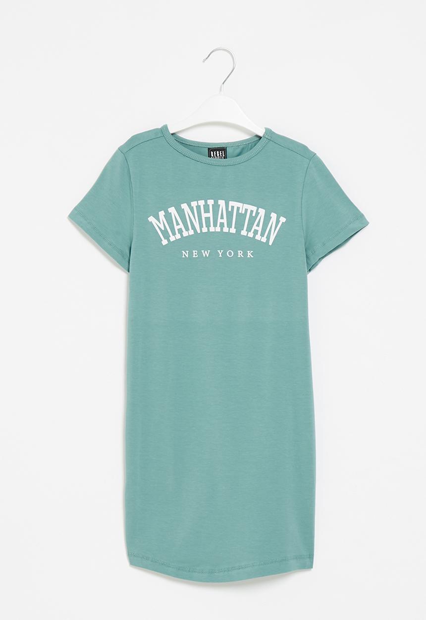 Rebel Republic - Fitted printed tshirt dress - blue