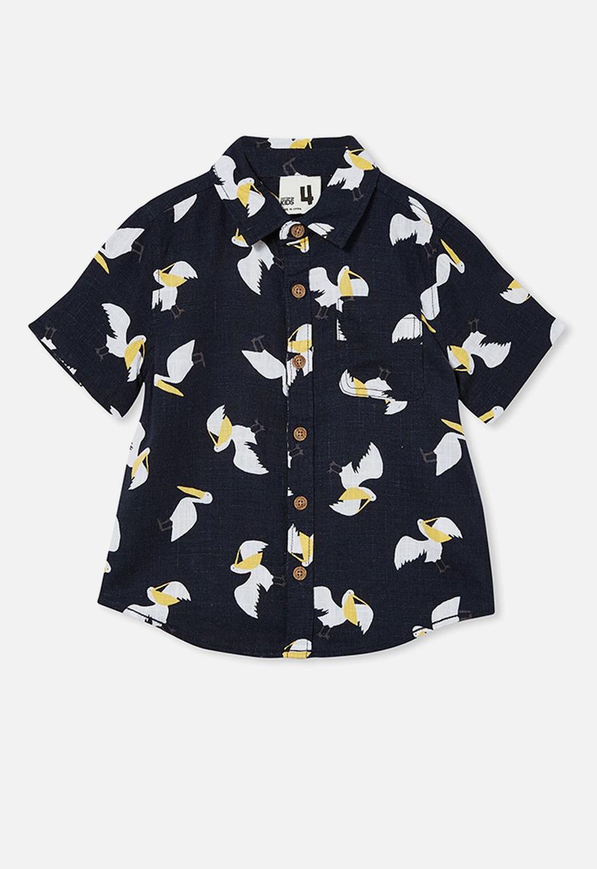 Cotton On - Resort short sleeve shirt - navy blazer/pelican