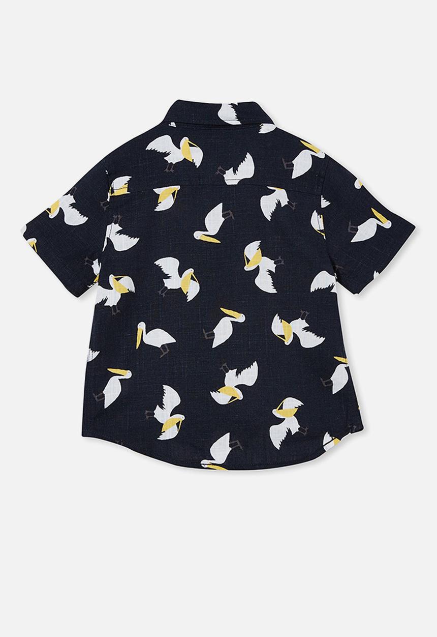 Cotton On - Resort short sleeve shirt - navy blazer/pelican
