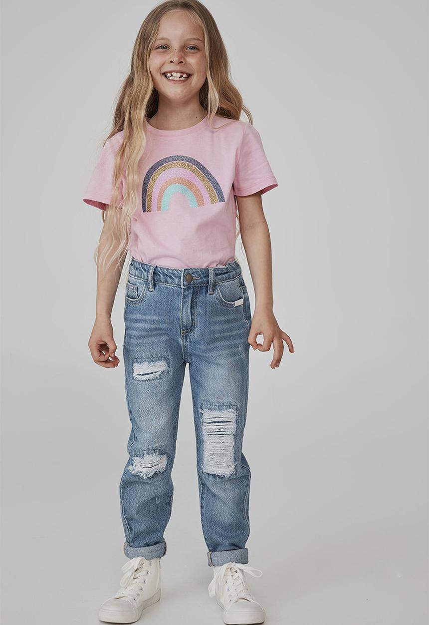 Cotton On - Penelope short sleeve tee - cali pink/glitter rainbow
