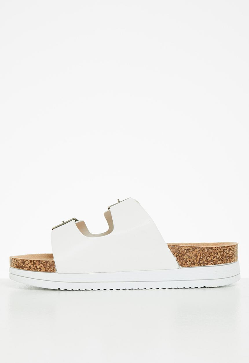 Jada - Double buckle flatform slide - white