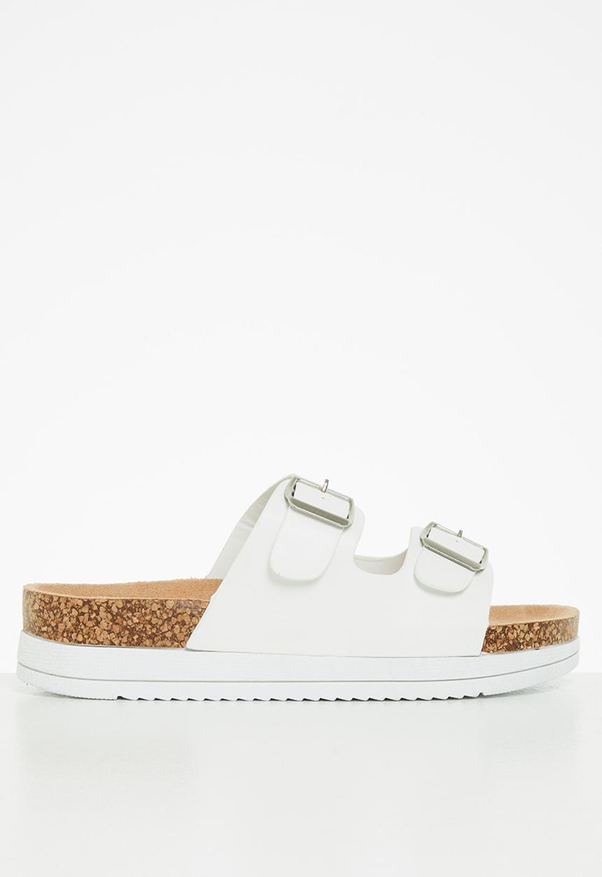 Jada - Double buckle flatform slide - white