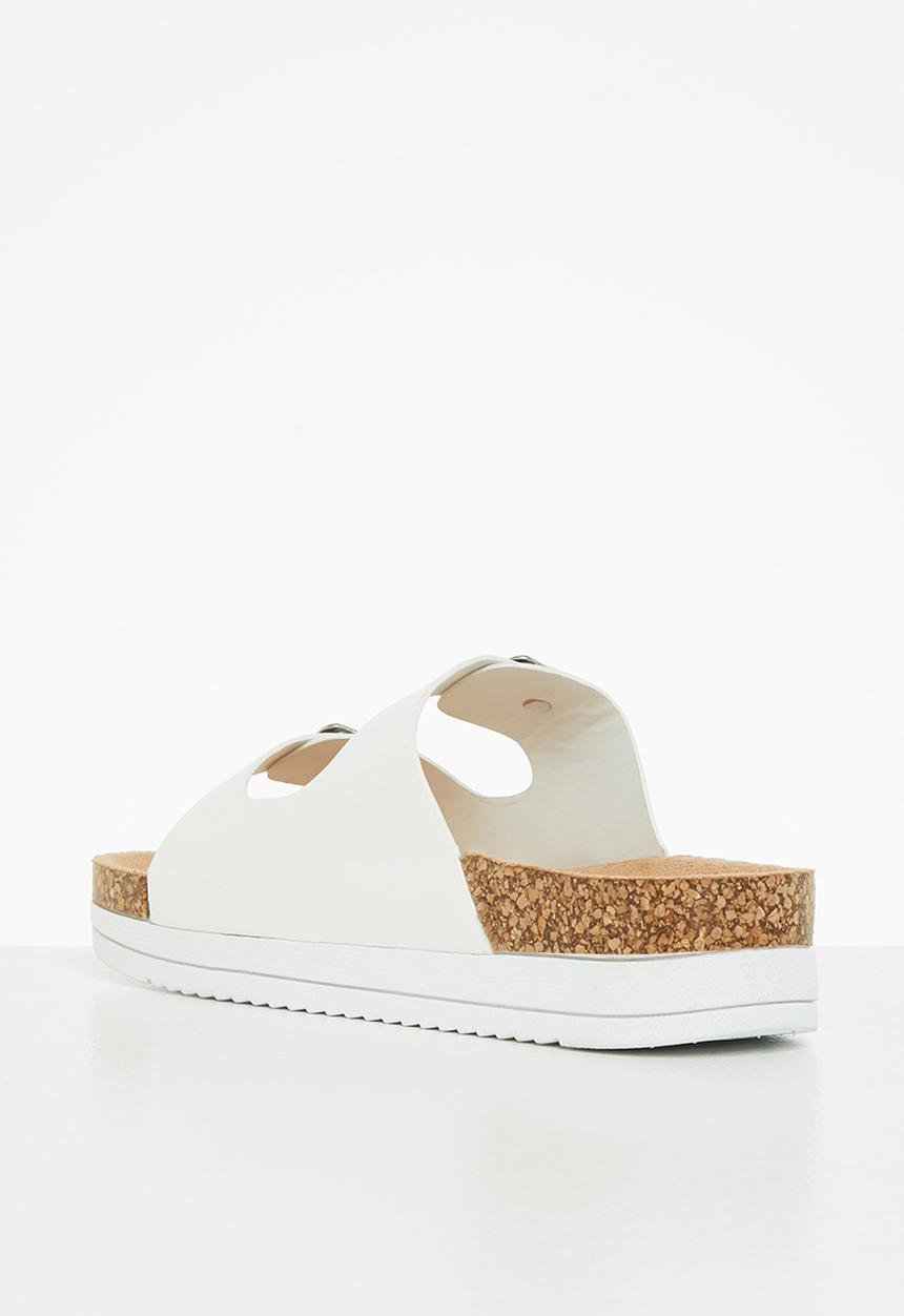 Jada - Double buckle flatform slide - white