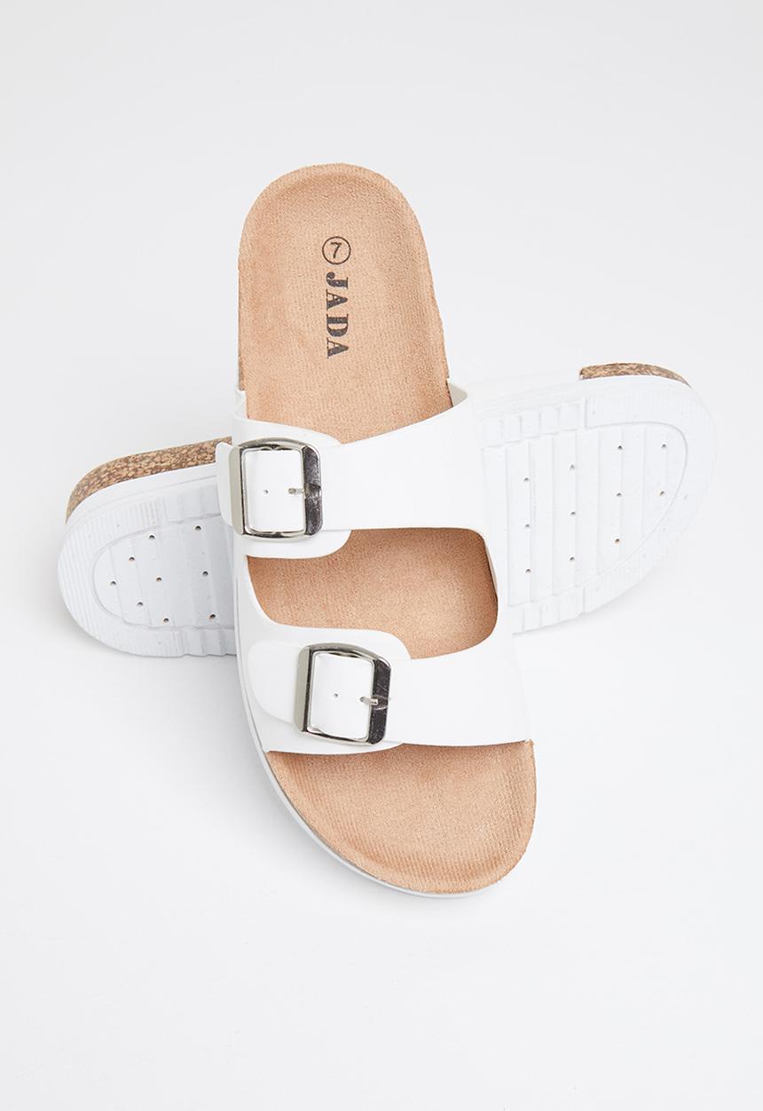 Jada - Double buckle flatform slide - white