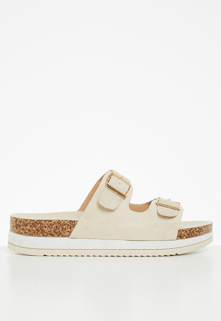 Jada - Double buckle flatform slide - stone