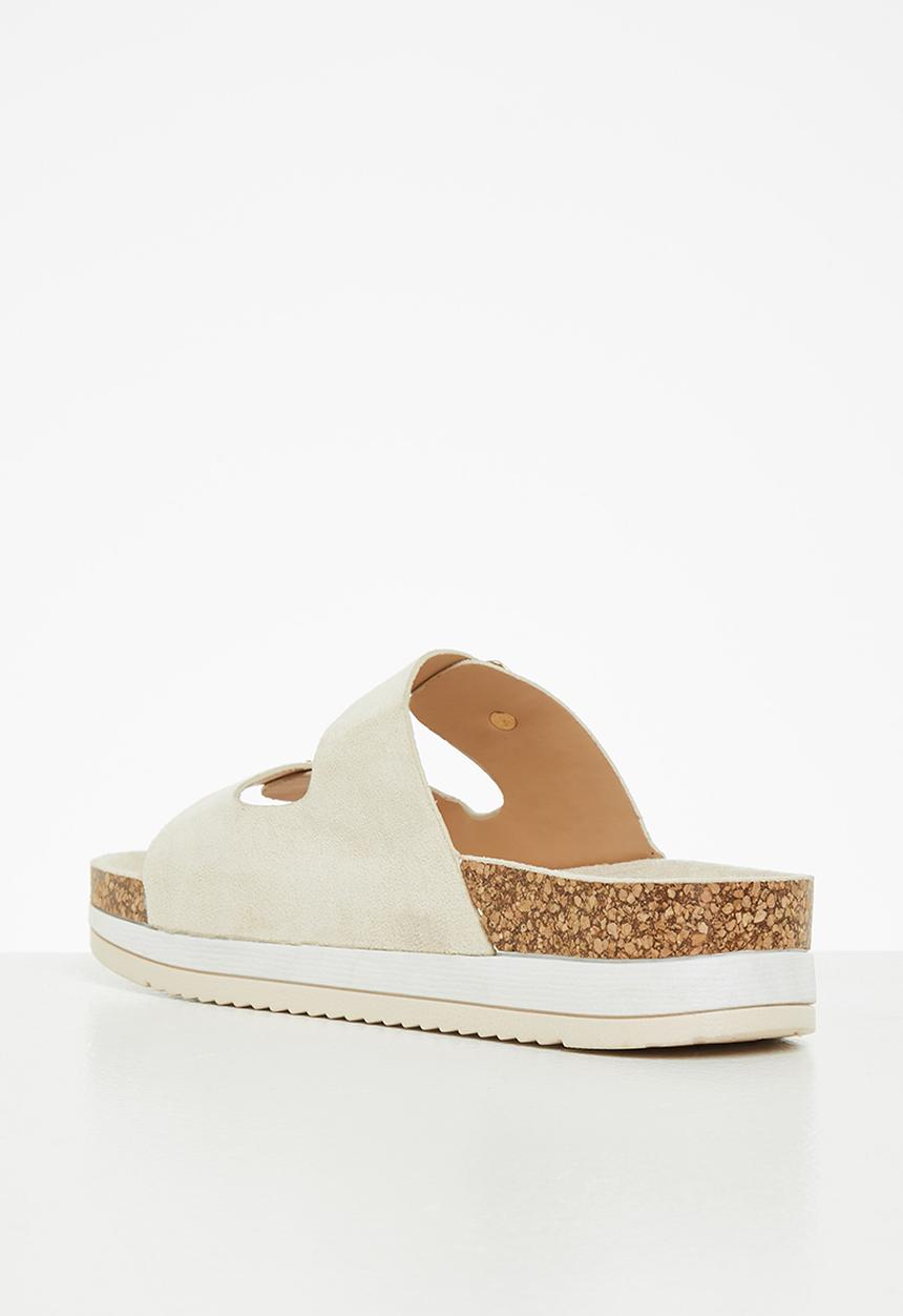 Jada - Double buckle flatform slide - stone