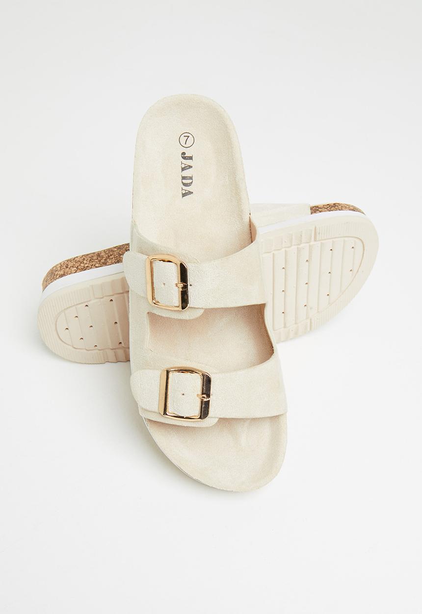 Jada - Double buckle flatform slide - stone