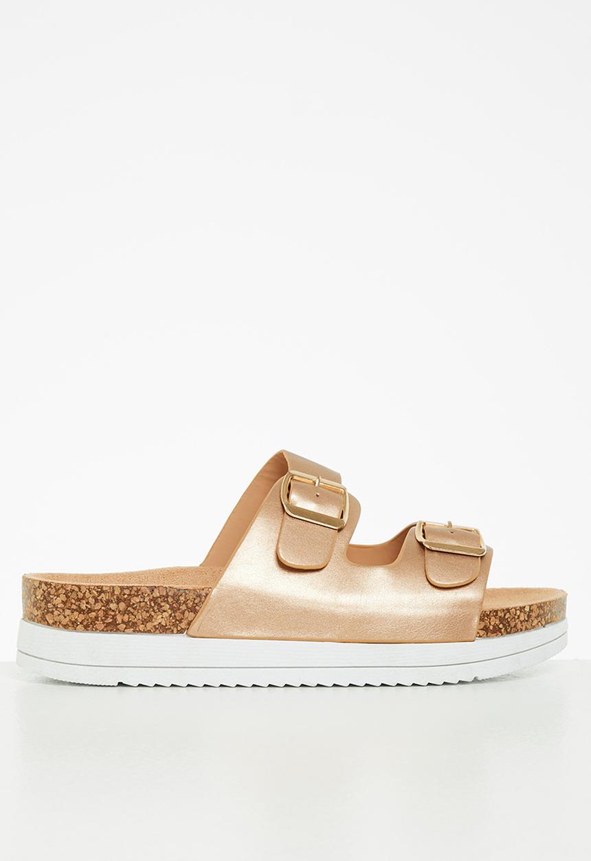 Jada - Double buckle flatform slide - rose gold