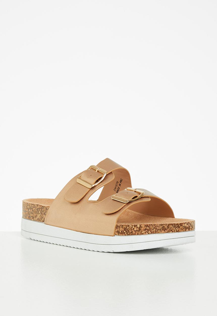 Jada - Double buckle flatform slide - rose gold