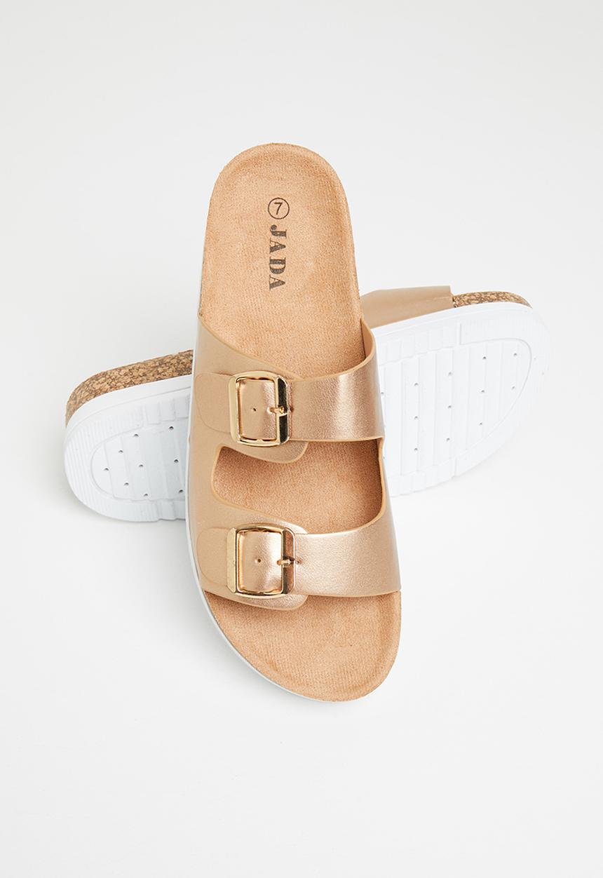 Jada - Double buckle flatform slide - rose gold