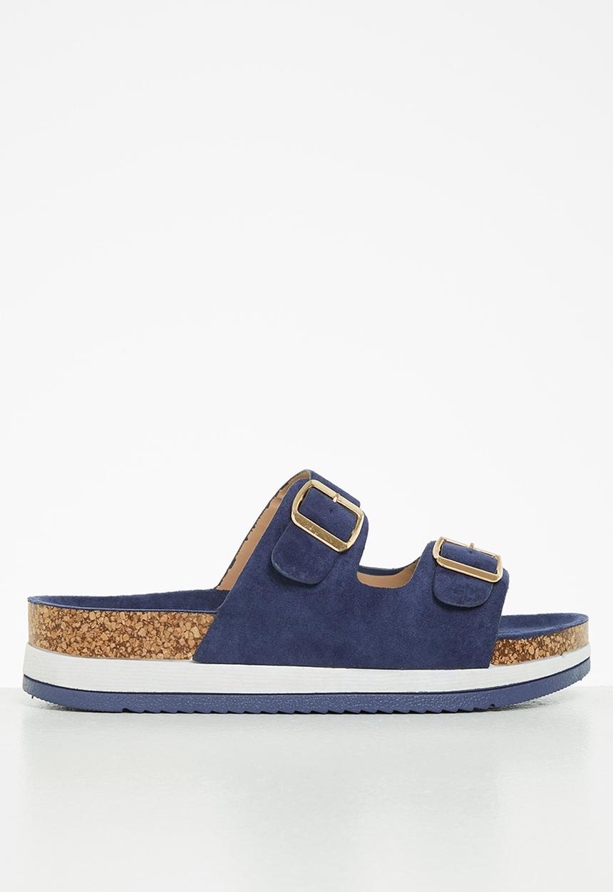 Jada - Double buckle flatform slide - navy
