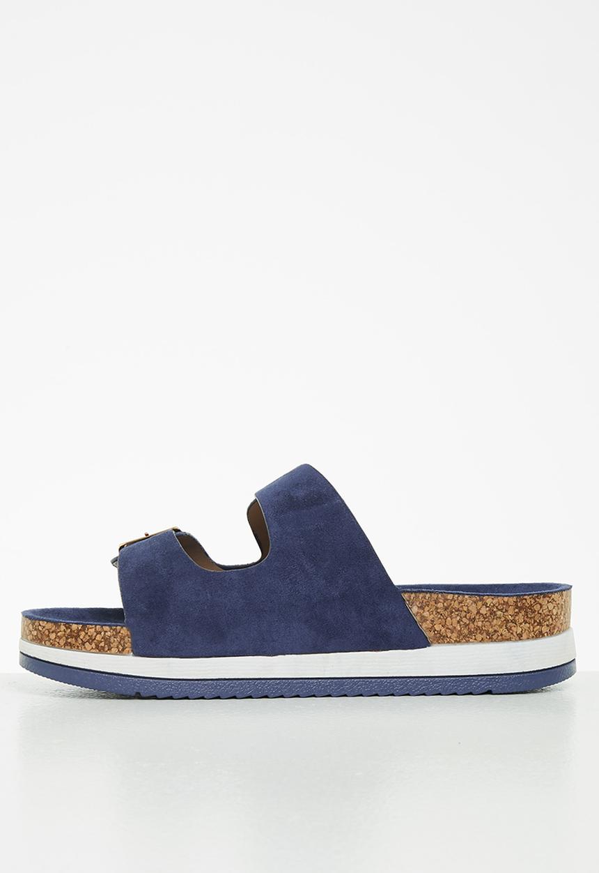 Jada - Double buckle flatform slide - navy
