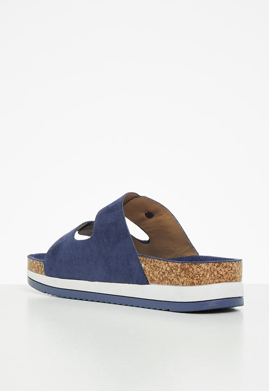 Jada - Double buckle flatform slide - navy