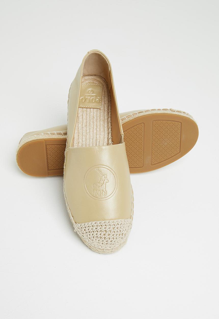 POLO - Fatima embossed leather espadrille - gold