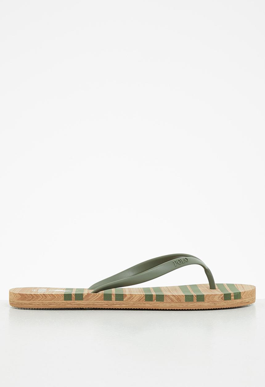 POLO - Kayla stripe flip flop - olive & brown