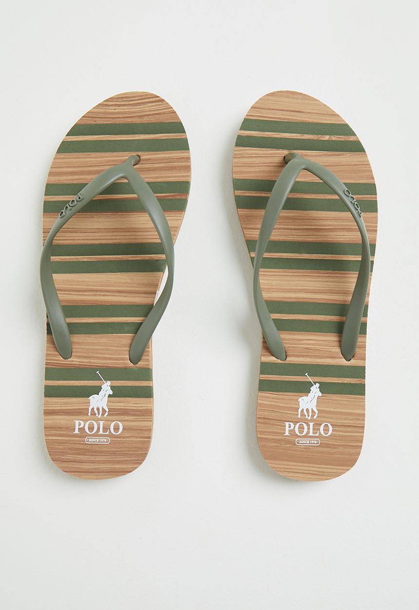 POLO - Kayla stripe flip flop - olive & brown