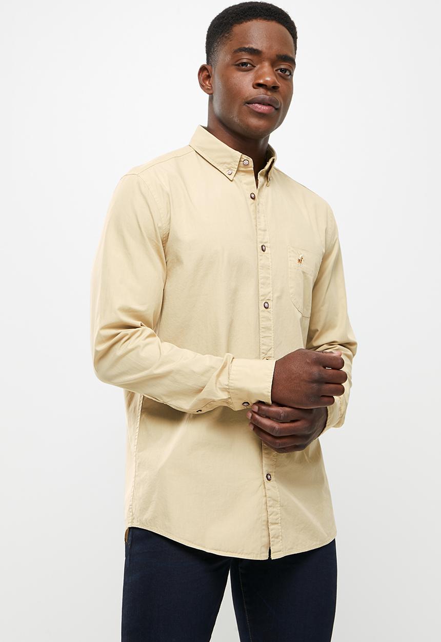 POLO - Jason long sleeve signature shirt - stone