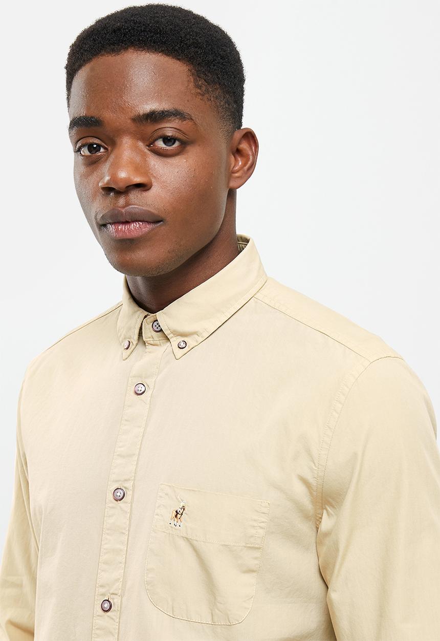 POLO - Jason long sleeve signature shirt - stone