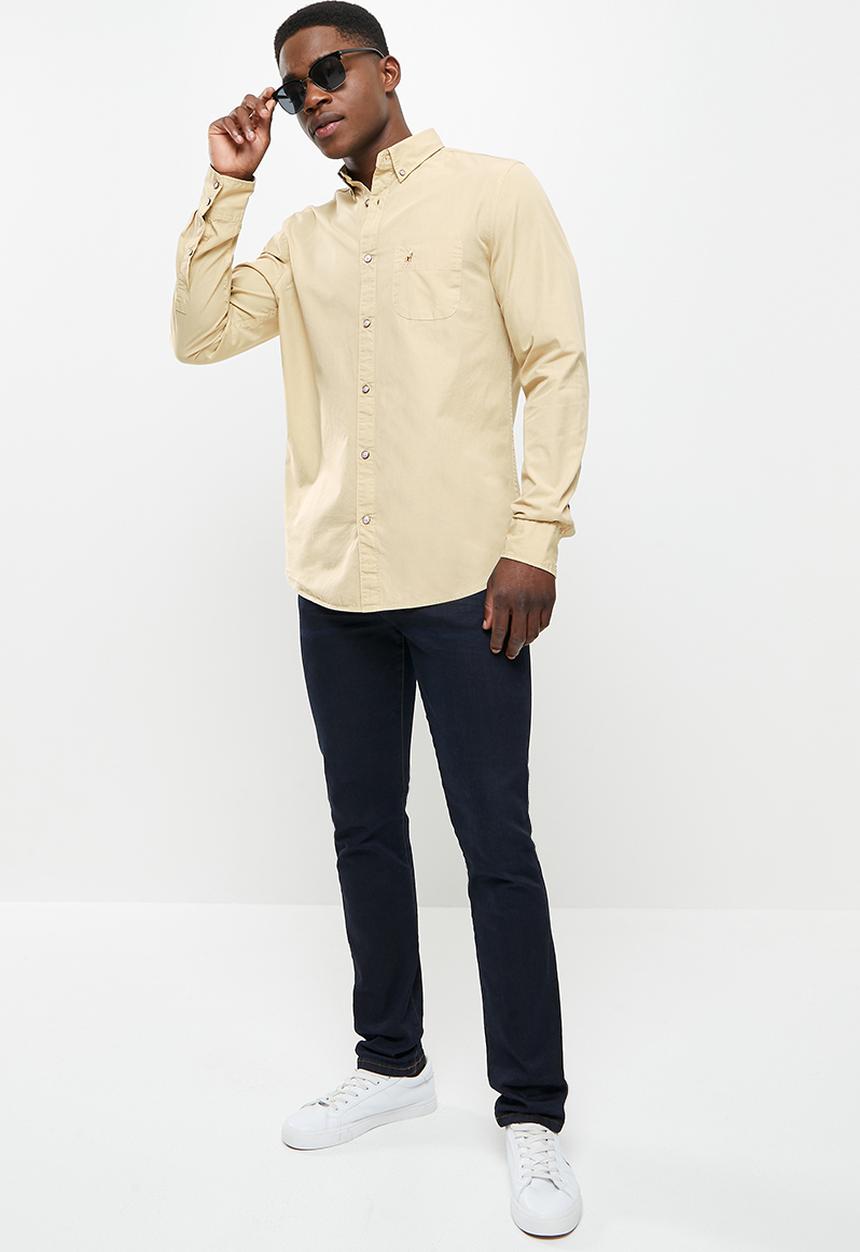 POLO - Jason long sleeve signature shirt - stone