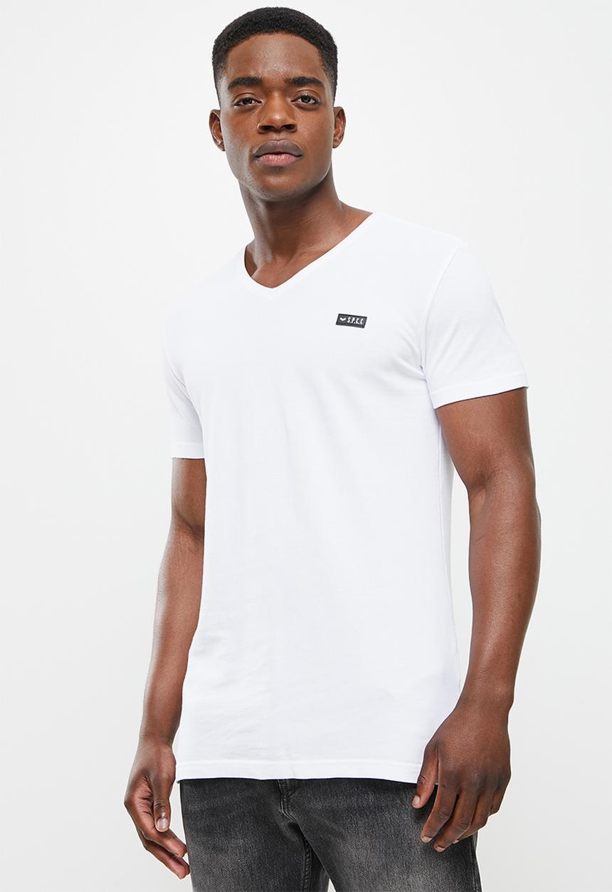 S.P.C.C - Marsden regular fit straight hem, v-neck tee - optical white