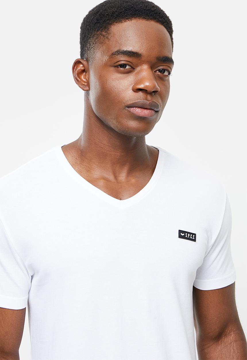 S.P.C.C - Marsden regular fit straight hem, v-neck tee - optical white