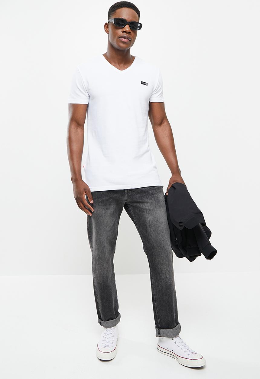 S.P.C.C - Marsden regular fit straight hem, v-neck tee - optical white