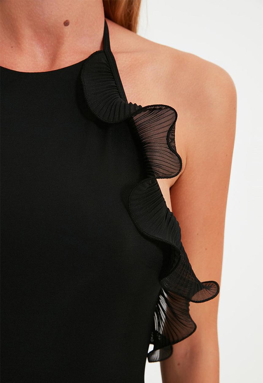 Trendyol - Tulle halter one piece - black