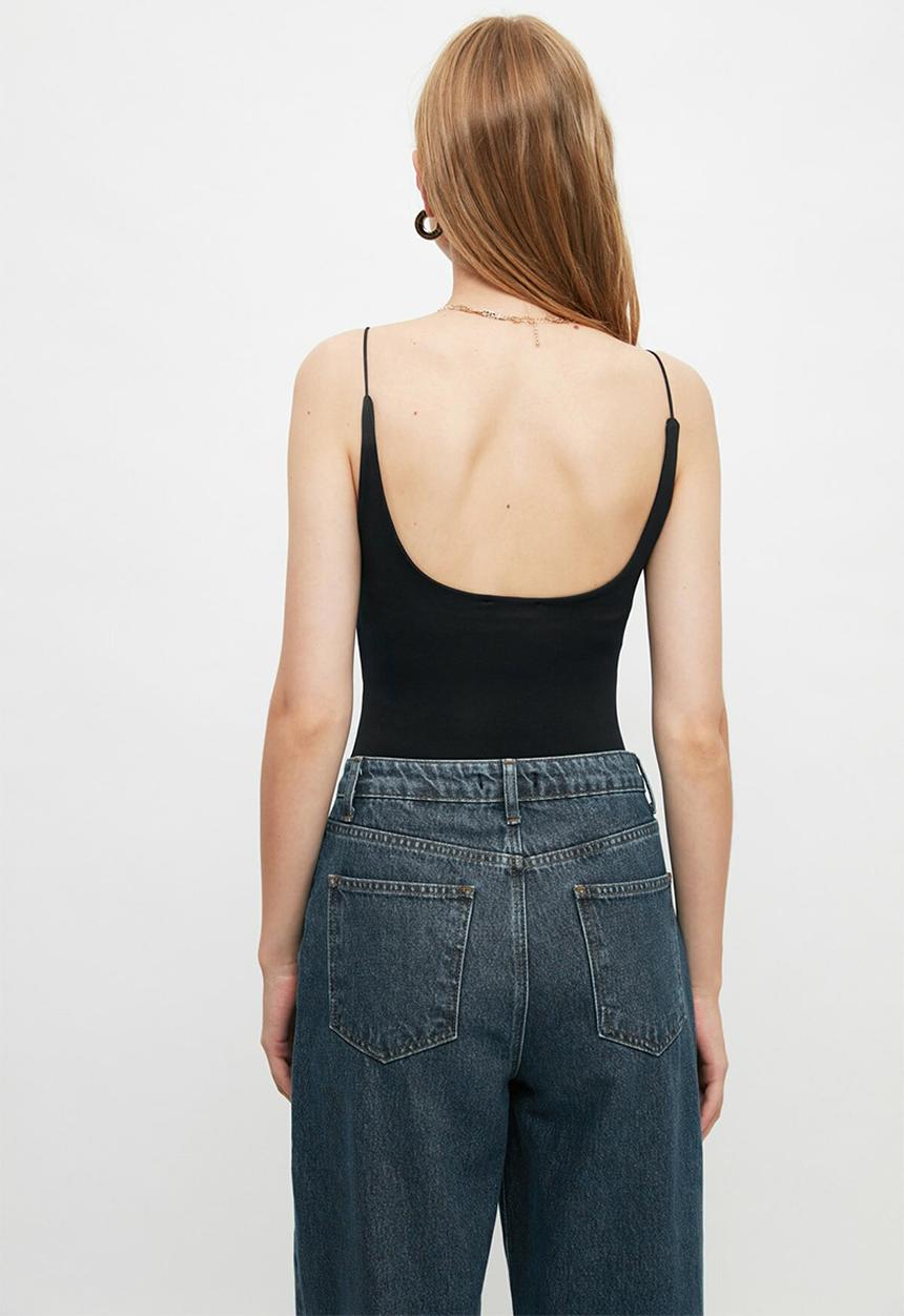 Trendyol - Pleated knitted top  - black