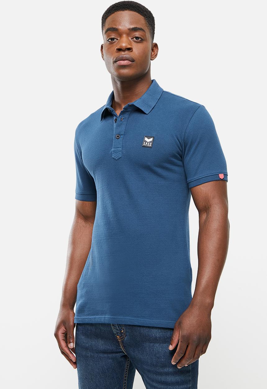 S.P.C.C - Cayenne slimline fit side slit straight hem polo - denim blue