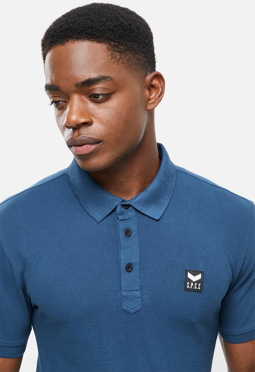 S.P.C.C - Cayenne slimline fit side slit straight hem polo - denim blue